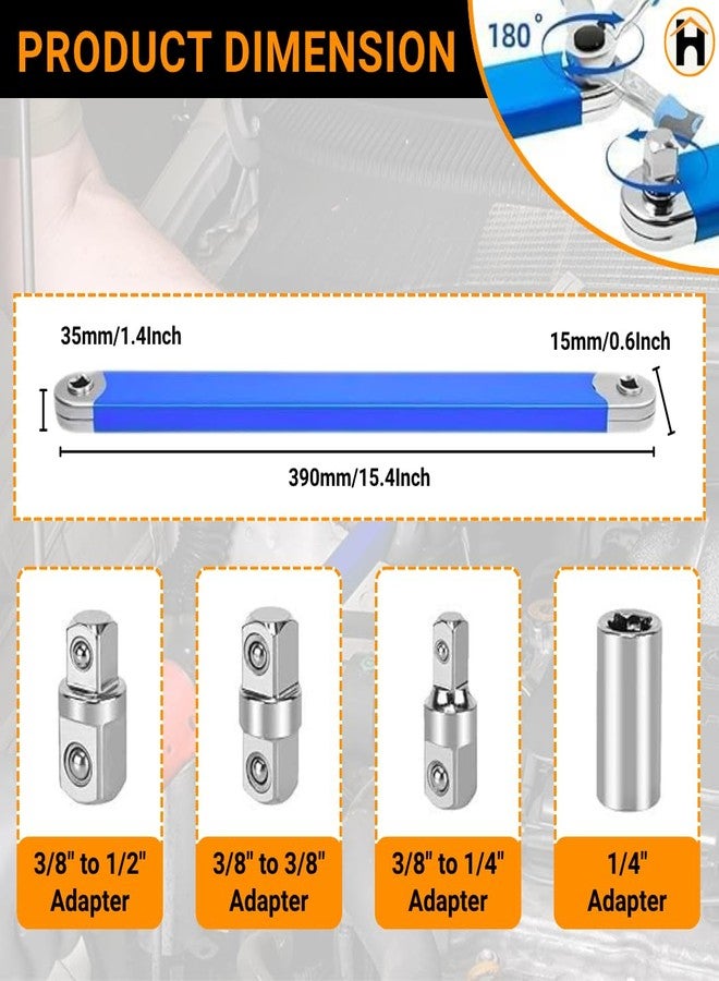 Homdum Impact Extension Wrench Offset Design with Ratchet Mechanism for Automotive & DIY Use| Multi-Angle Offset Extension Wrench Durable Steel Ratcheting Tool for Home & Garage - Image 3